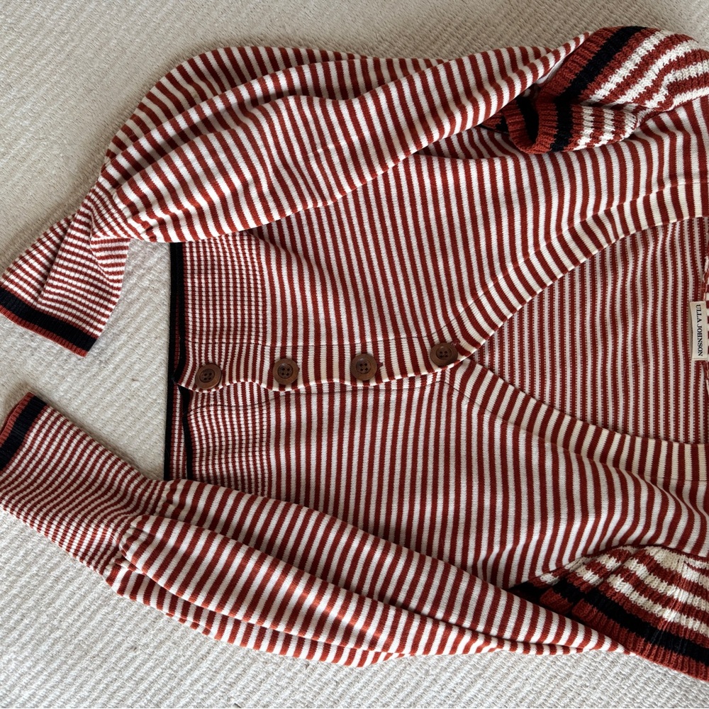 Ulla Johnson Striped Red and White Cardigan 100% cotton